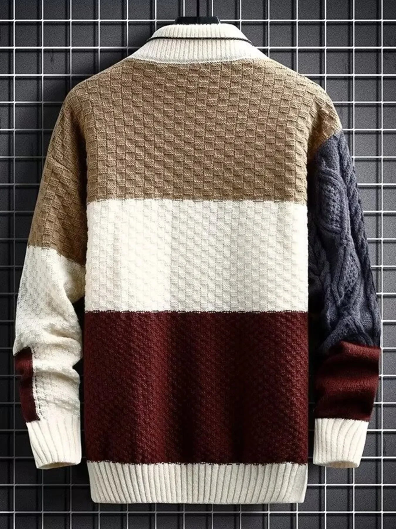 Plus Size Cable Knit Block Pullover Casual - Southern Shores Clothing