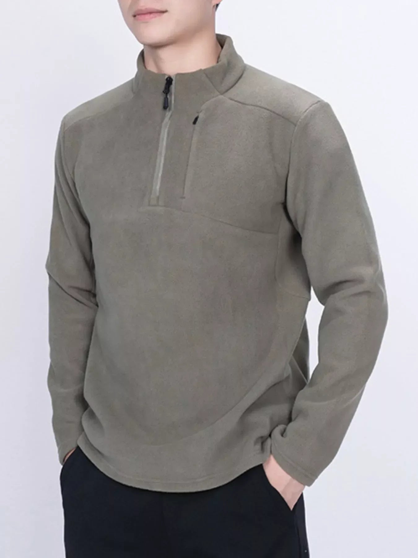 Plus Size Quarter-Zip Fleece Sweatshirt Lightweight
