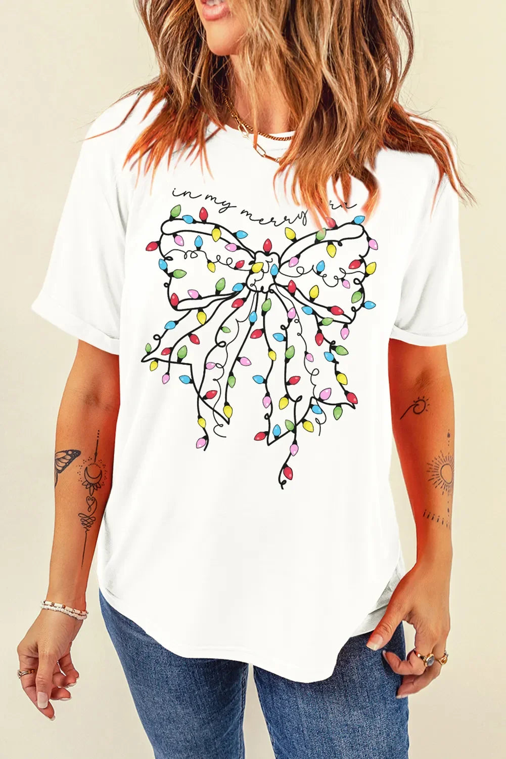 Bow Round Neck Short Sleeve Tee With Stretch - Southern Shores Clothing