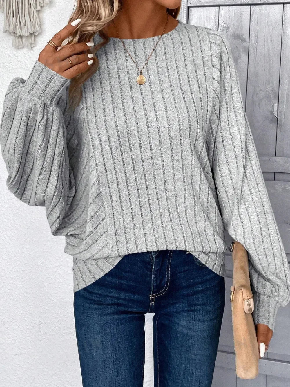 Plus Size Batwing Sleeve Round Neck T Shirt With Stretch - Southern Shores Clothing
