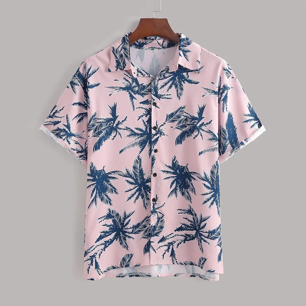 Men's Full Size Tropical Print Hawaiian Style Top and Shorts Set Plus Size - Southern Shores Clothing