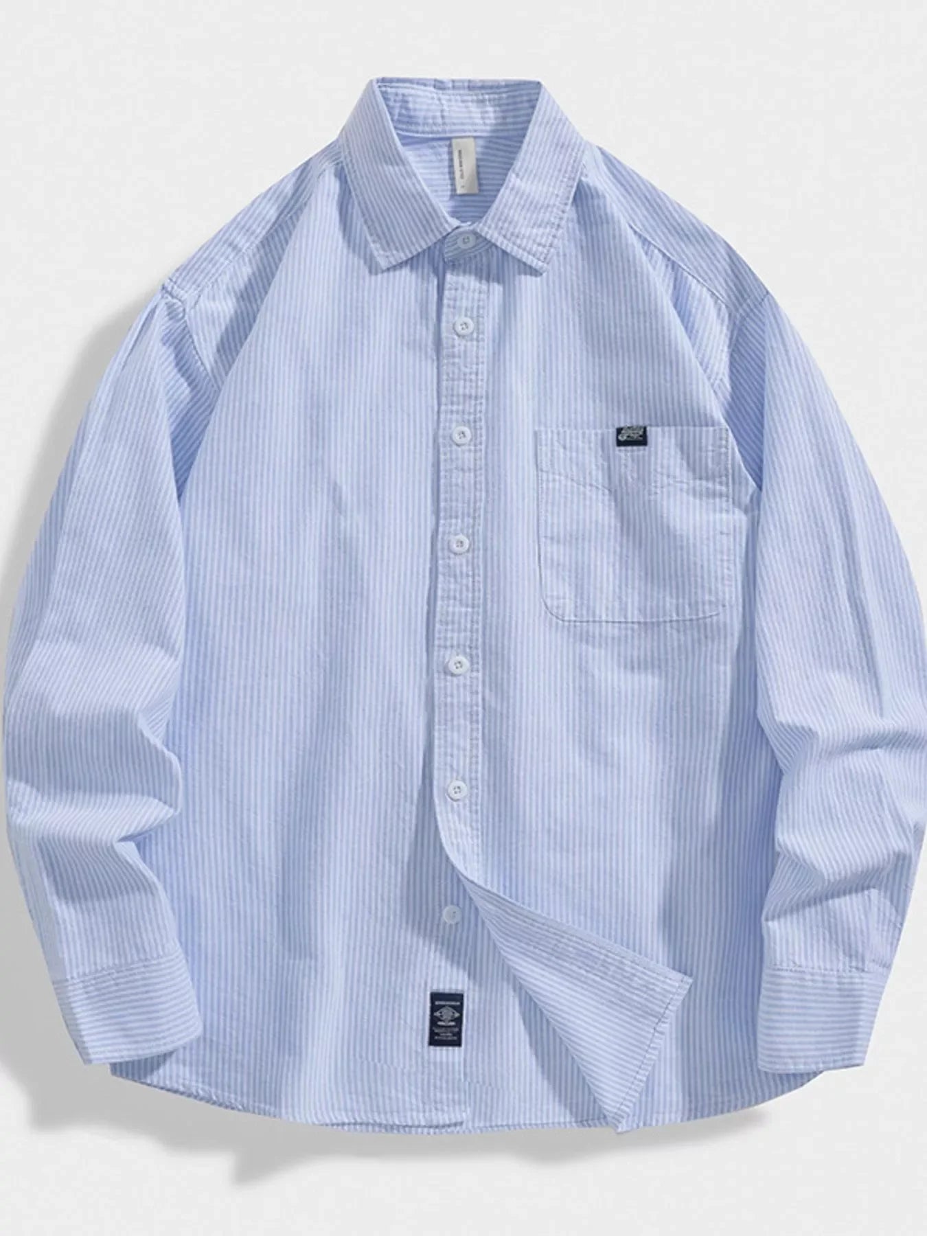 Plus Size Striped Cotton Button-Up Shirt - Southern Shores Clothing