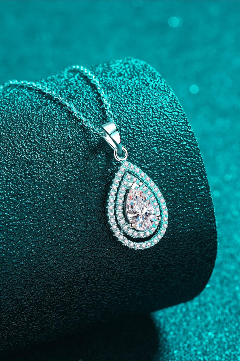 Moissanite Teardrop Pendant Necklace In Sterling Silver - Southern Shores Clothing