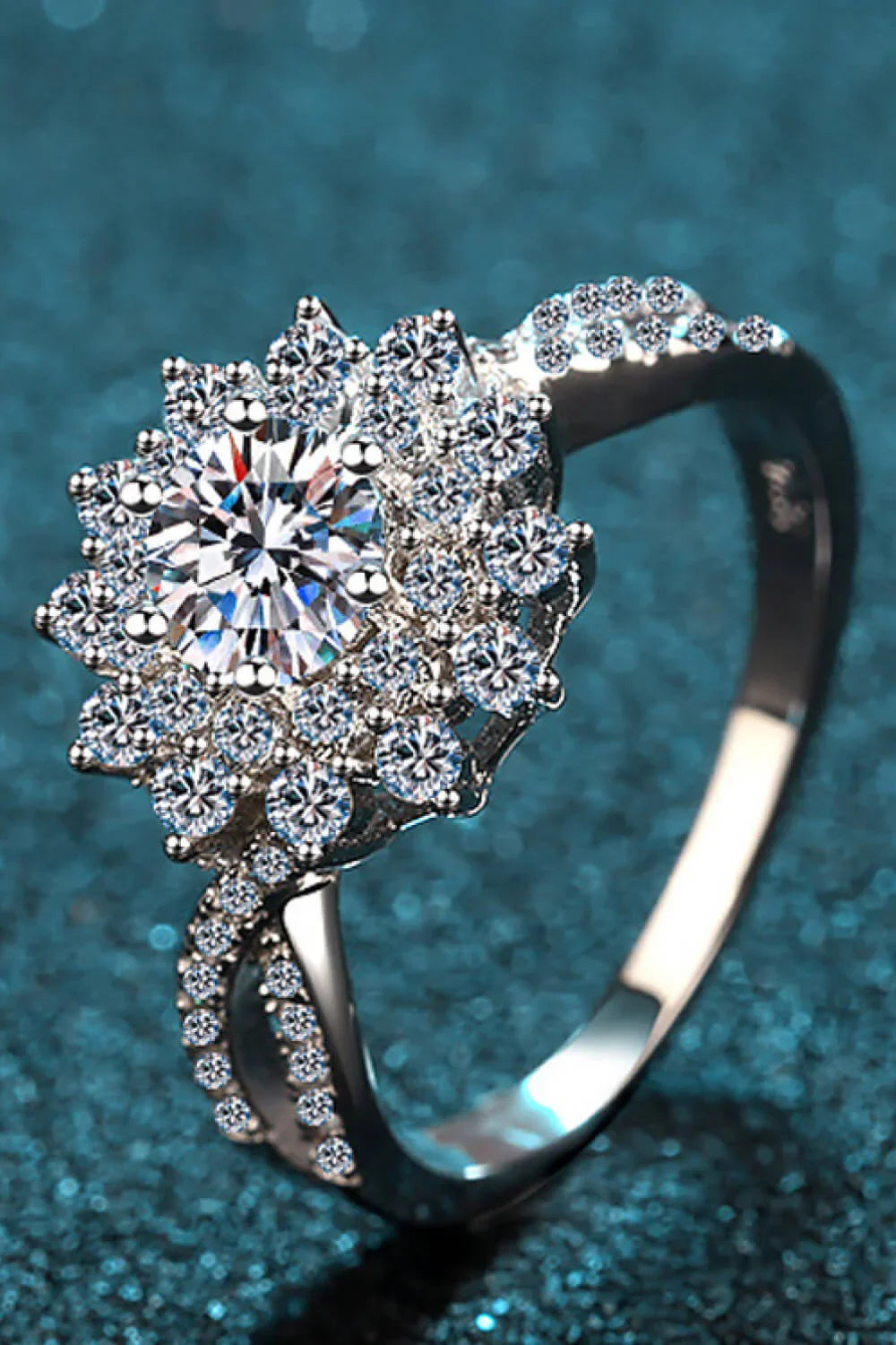Moissanite Flower-Shape Split Shank Ring - Southern Shores Clothing