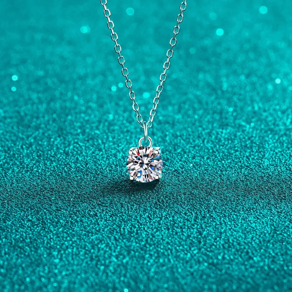 1 Carat Moissanite Sterling Silver Necklace - Southern Shores Clothing