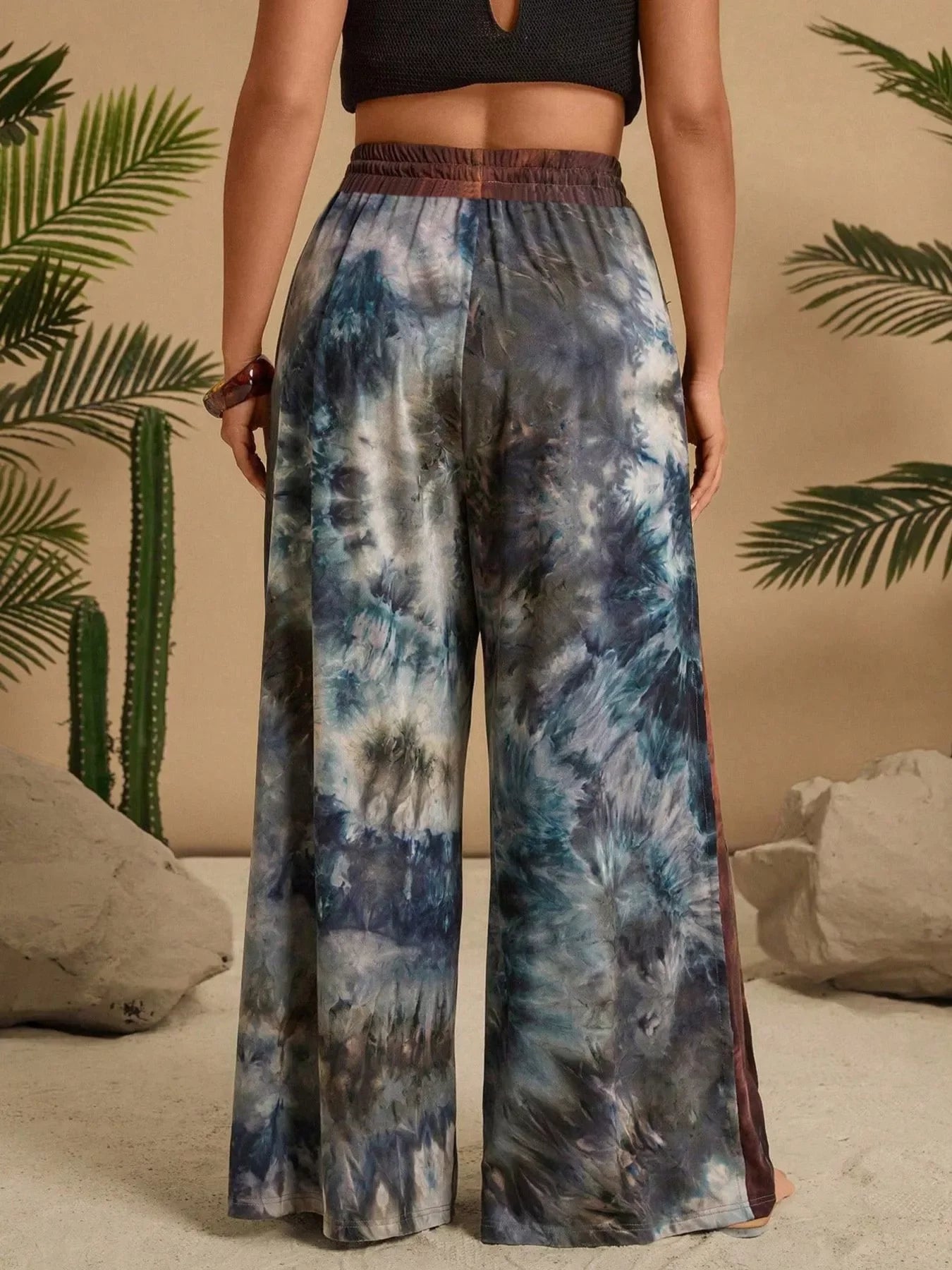 Plus Size Tie-Dye Wide Leg Casual Pants Comfortable - Southern Shores Clothing