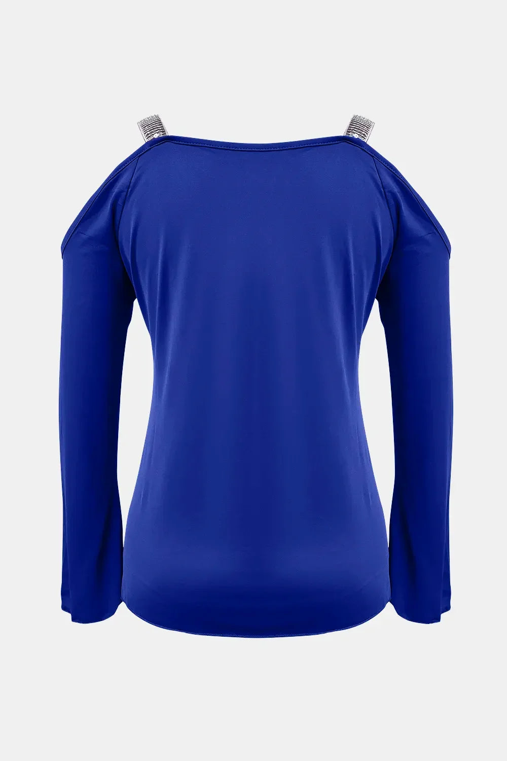 Sequin V-Neck Cold Shoulder Top With Stretchy Fabric - Southern Shores Clothing