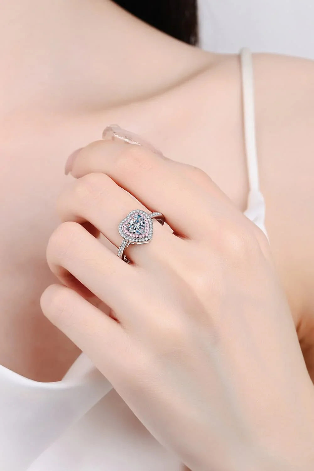 1 Carat Moissanite Heart Ring in Sterling Silver - Southern Shores Clothing