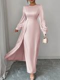 Satin Long Sleeve Maxi Dress - Southern Shores Clothing