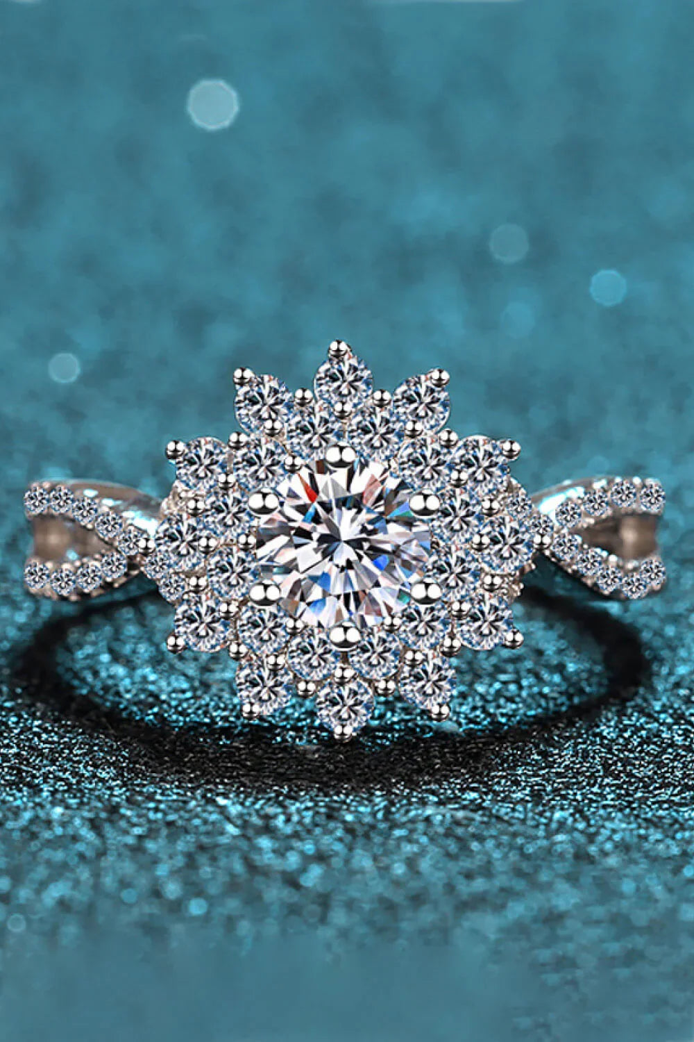 Moissanite Flower-Shape Split Shank Ring - Southern Shores Clothing