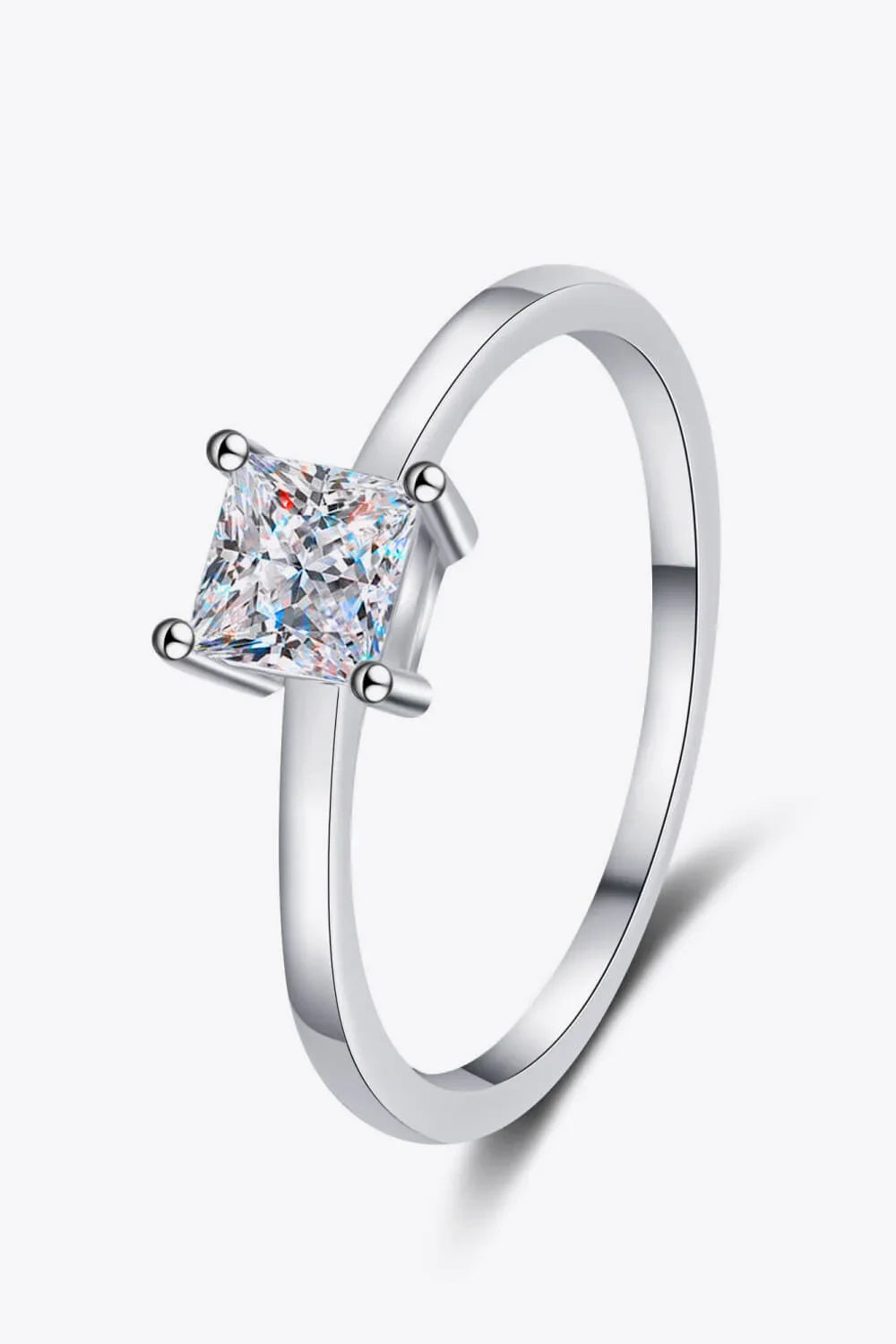 Sterling Silver Moissanite Solitaire Ring Minimalist