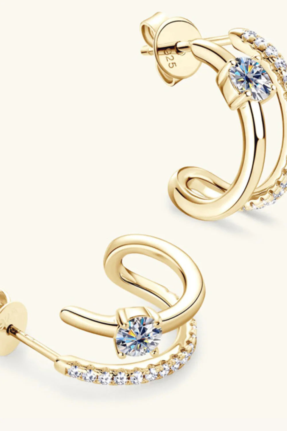 Moissanite Sterling Silver C-Hoop Earrings - Southern Shores Clothing