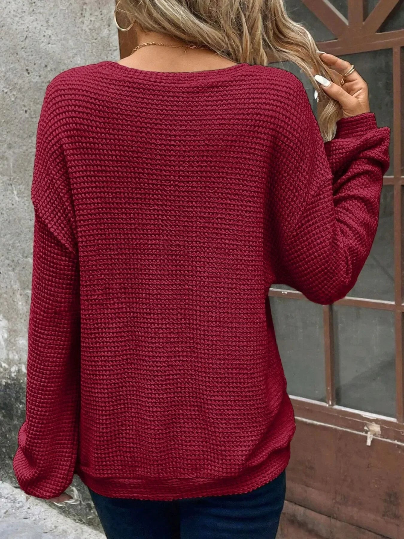 Plus Size Relaxed Fit Waffle Knit Round Neck T-Shirt - Southern Shores Clothing