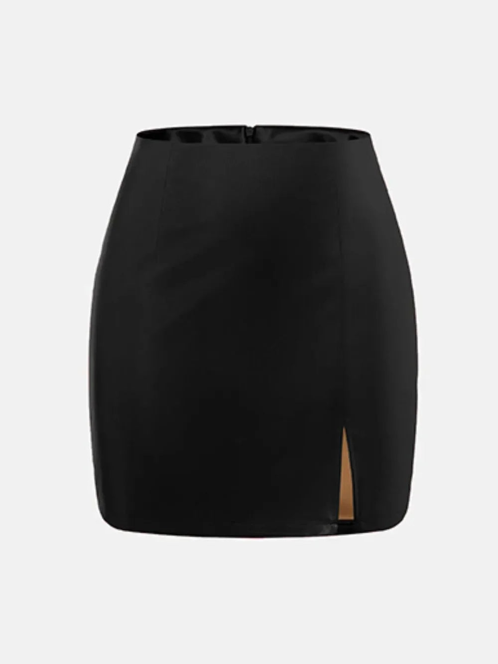 Slit Mini Skirt With Zipper And Stretch Knit - Southern Shores Clothing