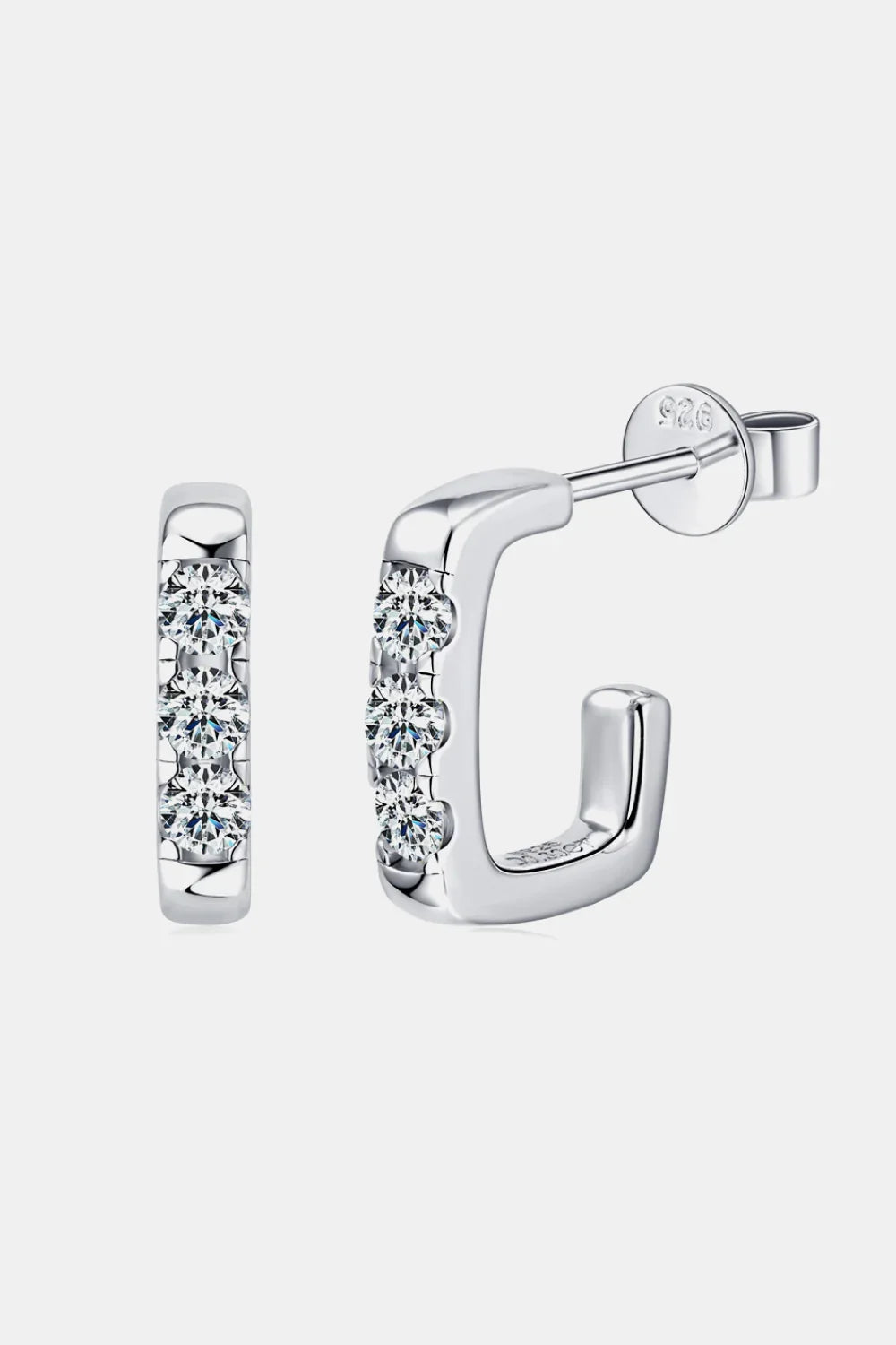 Geometric Moissanite Sterling Silver Huggie Earrings - Southern Shores Clothing