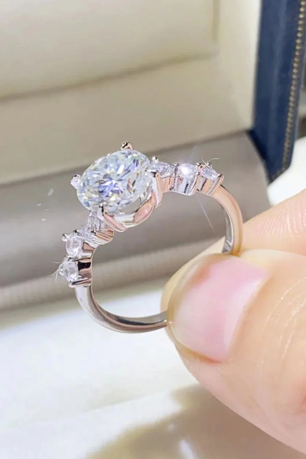 2 Carat Moissanite Platinum Plated Sterling Silver Ring - Southern Shores Clothing