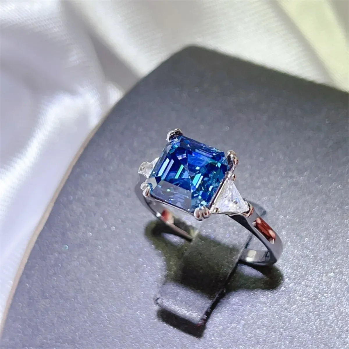 3 Carat Moissanite Sterling Silver Ring With Zircon Accents - Southern Shores Clothing