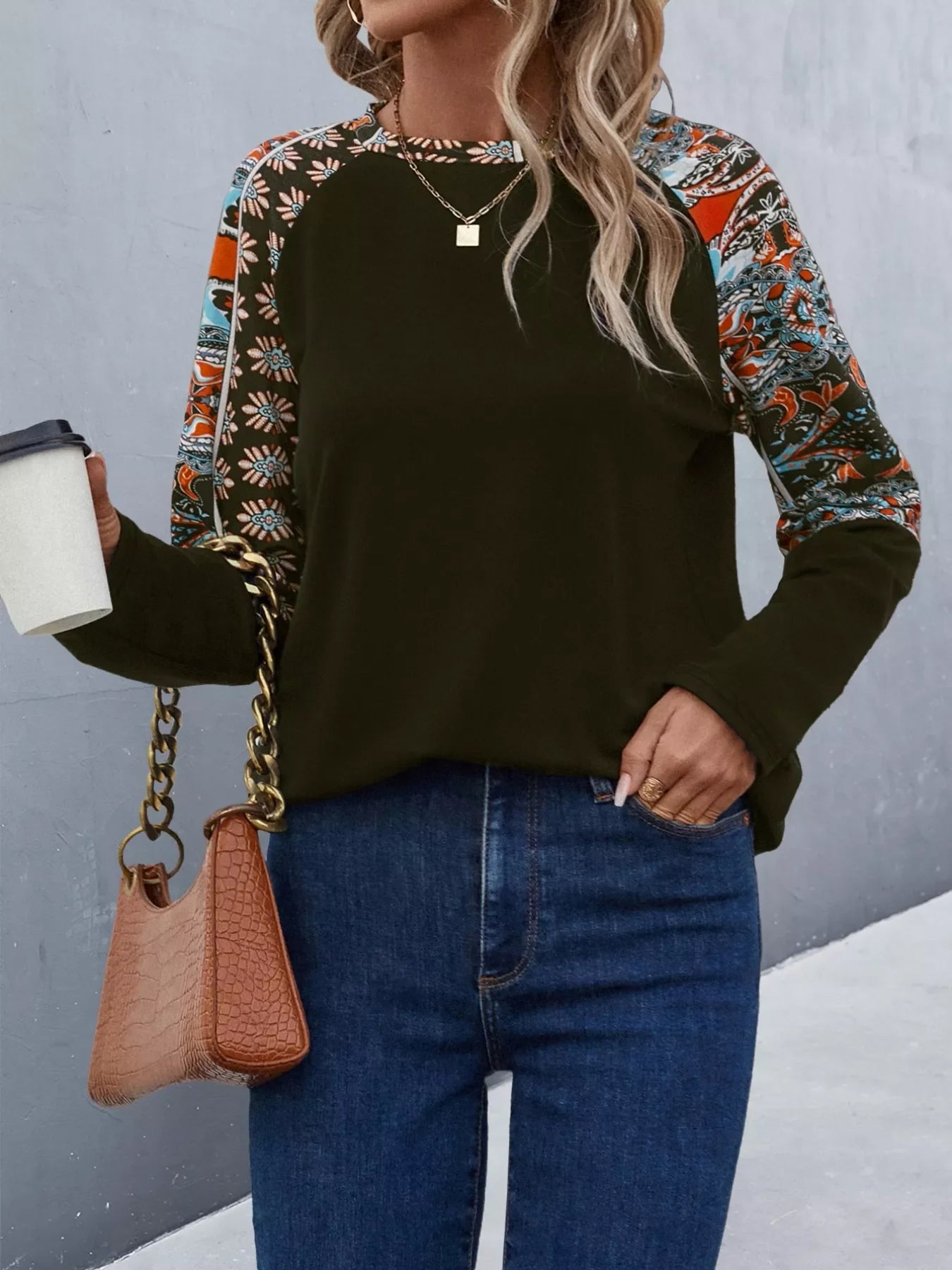 Printed Raglan Sleeve Round Neck T Shirt For Casual Wear - Southern Shores Clothing