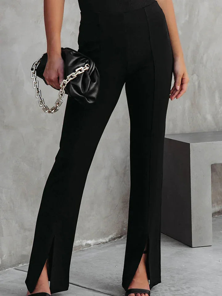 Front Slit Flare Leg Pants For Comfort And Style - Southern Shores Clothing