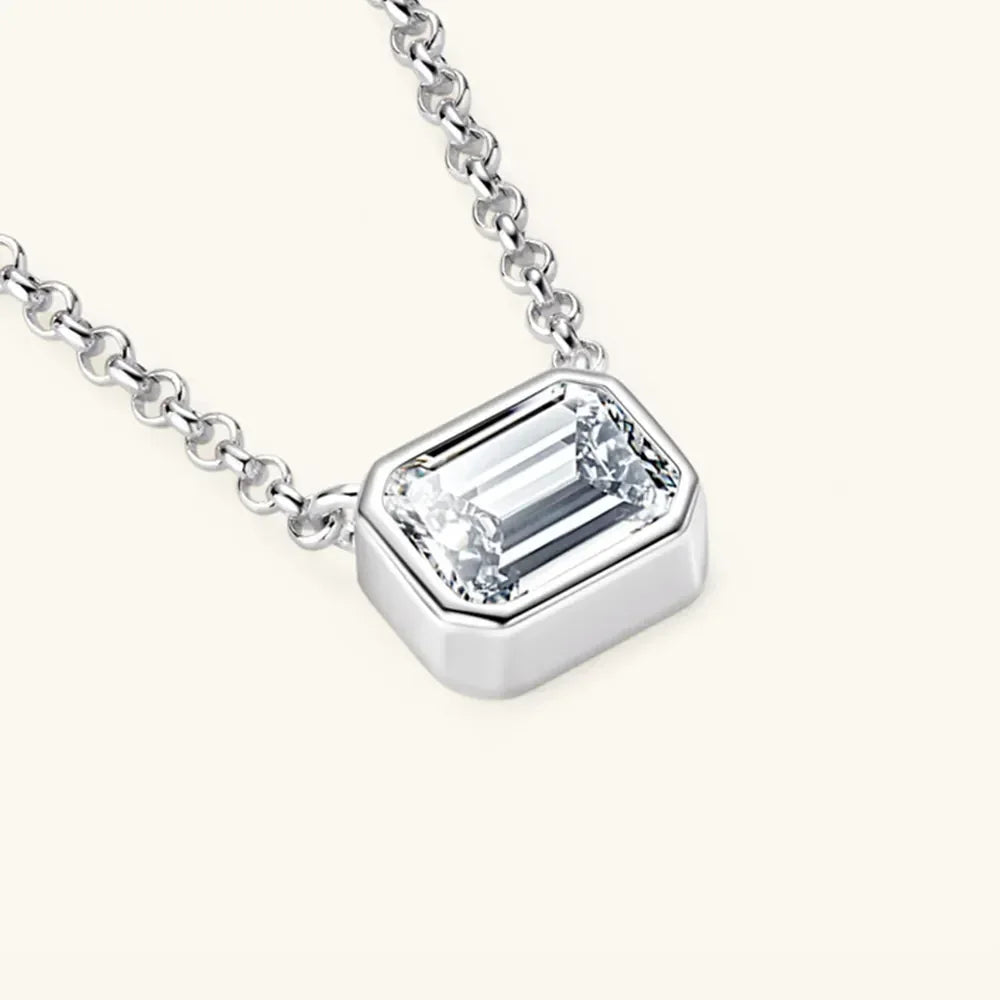 Moissanite Sterling Silver Pendant Necklace 1-Carat - Southern Shores Clothing