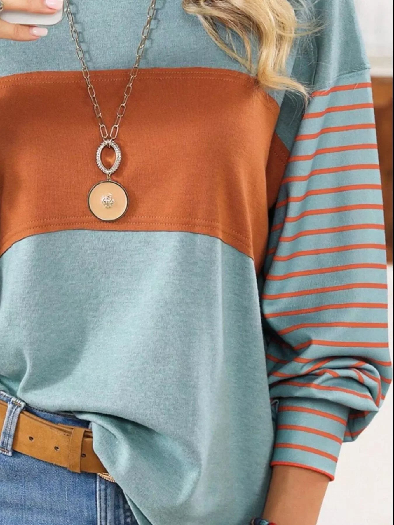 Striped Color Block Long Sleeve T-Shirt - Southern Shores Clothing