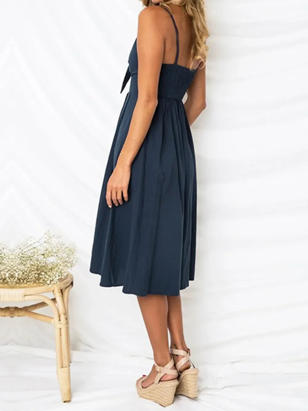 Cutout Smocked Sweetheart Neck Cami Dress - Southern Shores Clothing