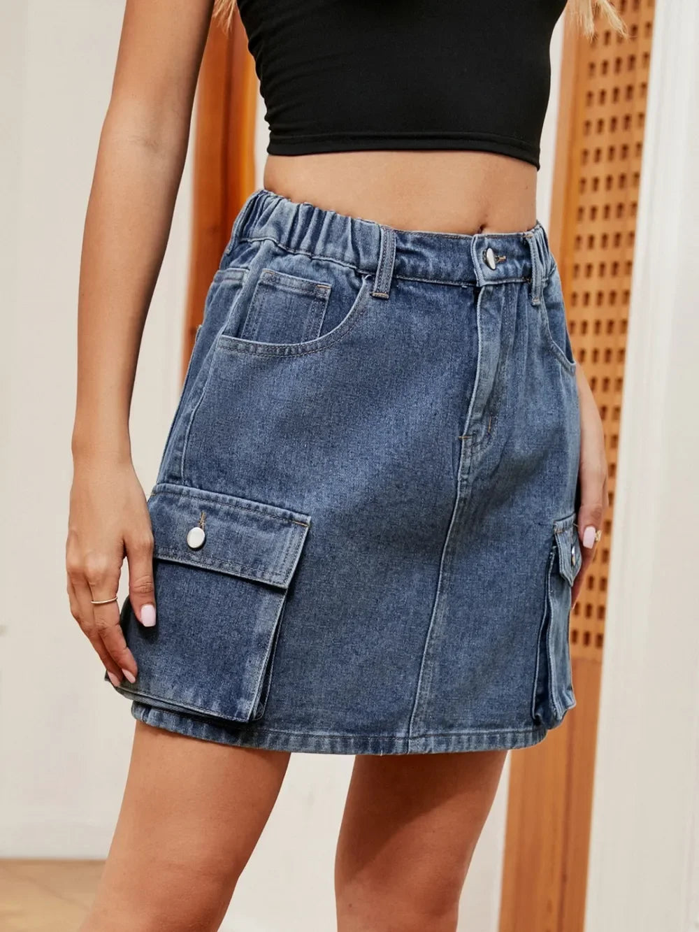 Timeless High Waist Denim Skirt Classic Cut - Southern Shores Clothing