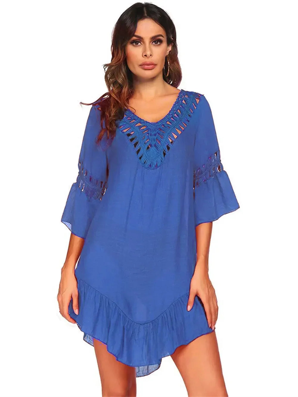 Backless Cutout Three Quarter Sleeve Cover Up One Size - Southern Shores Clothing