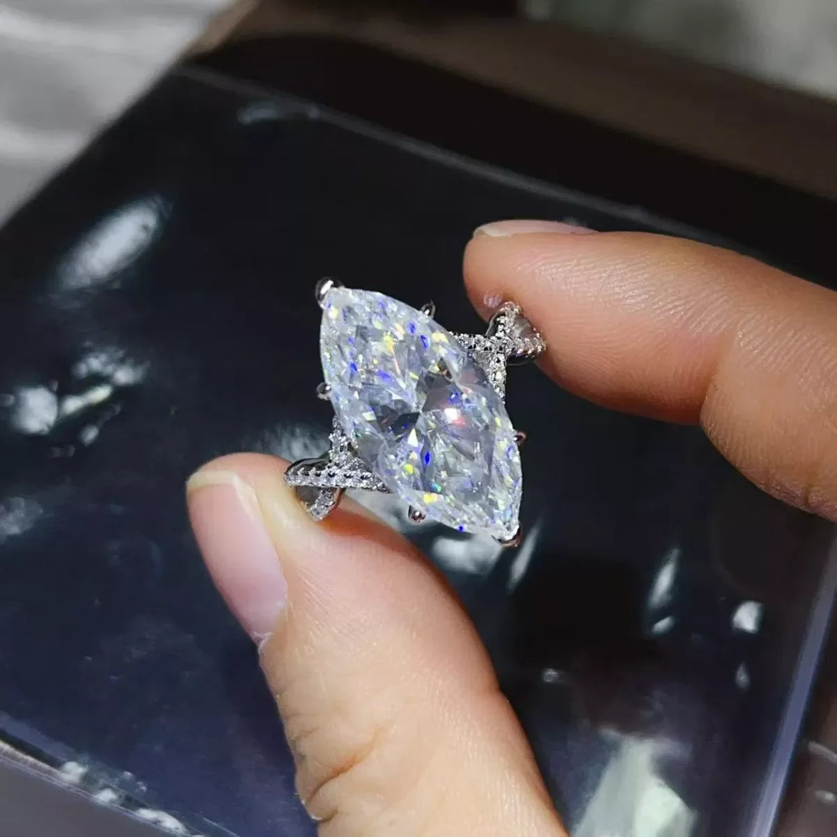 10 Carat Moissanite Ring In Platinum Plated Sterling Silver - Southern Shores Clothing