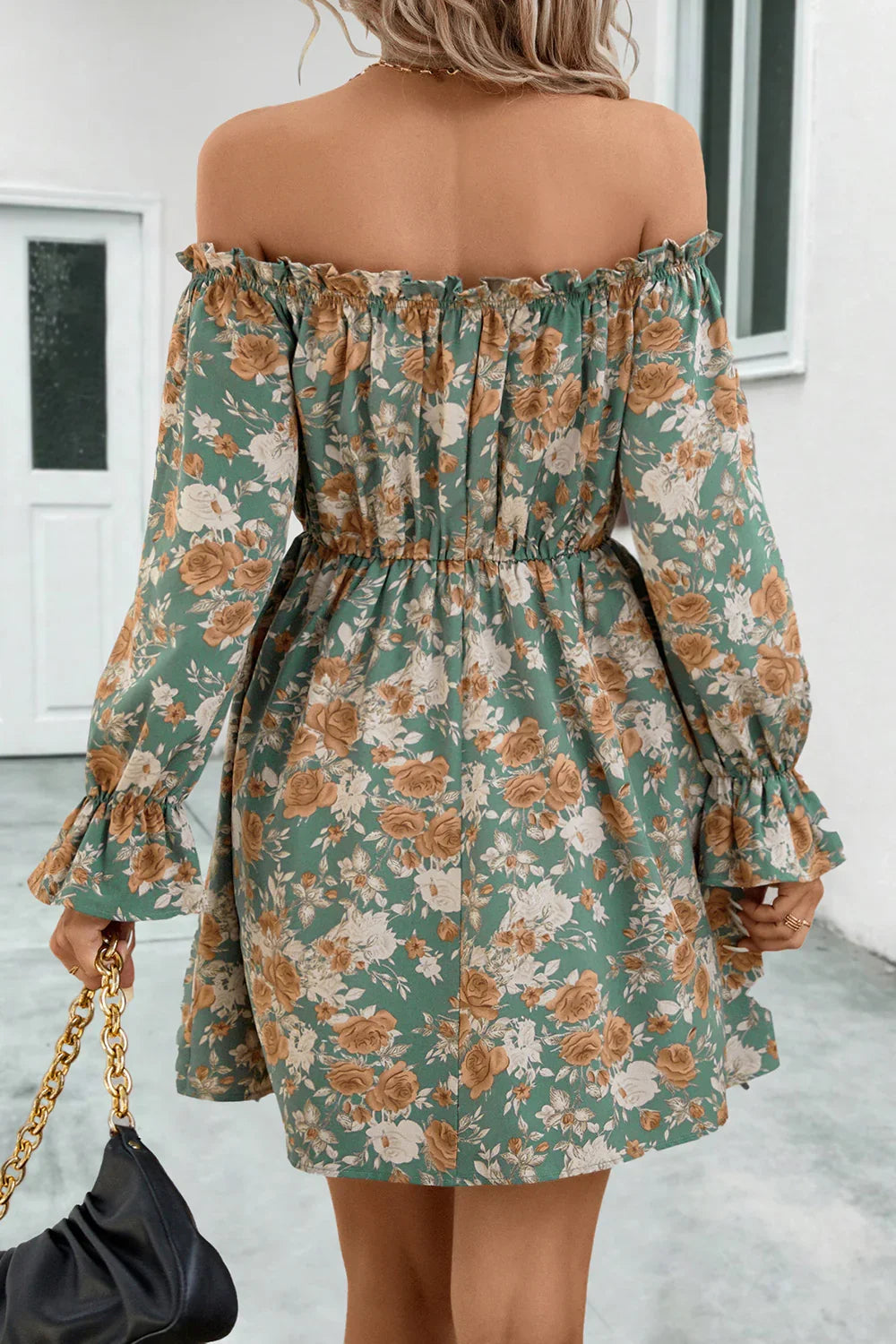 Floral Off-Shoulder Flounce Sleeve Dress - Southern Shores Clothing