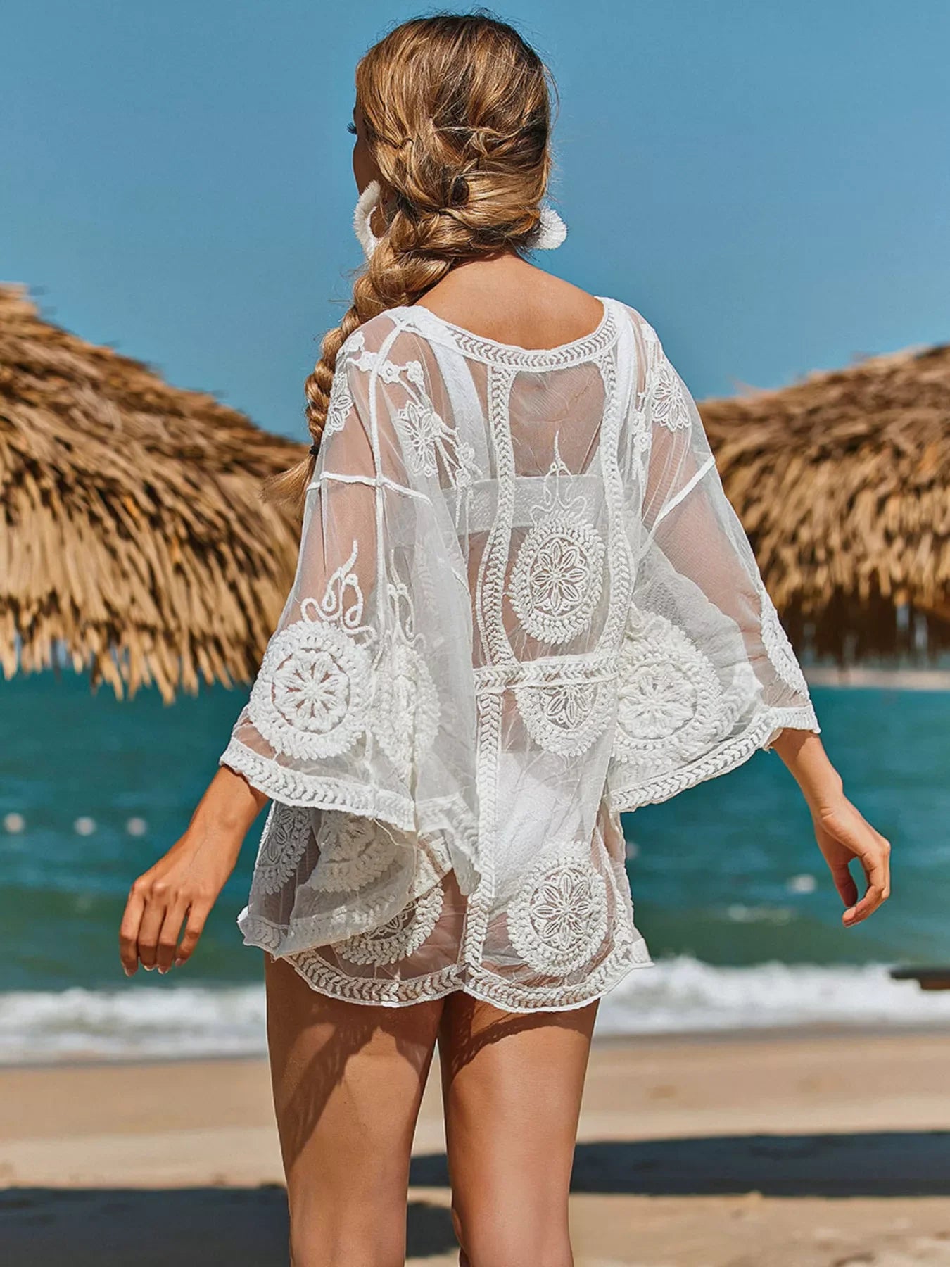 Lace Embroidered Sheer Cover-Up With Delicate Embroidery - Southern Shores Clothing