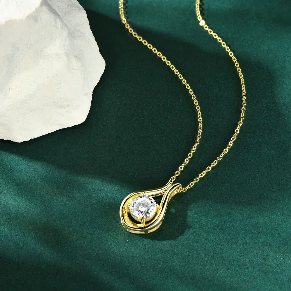 2 Carat Moissanite Gold Plated Sterling Silver Necklace - Southern Shores Clothing