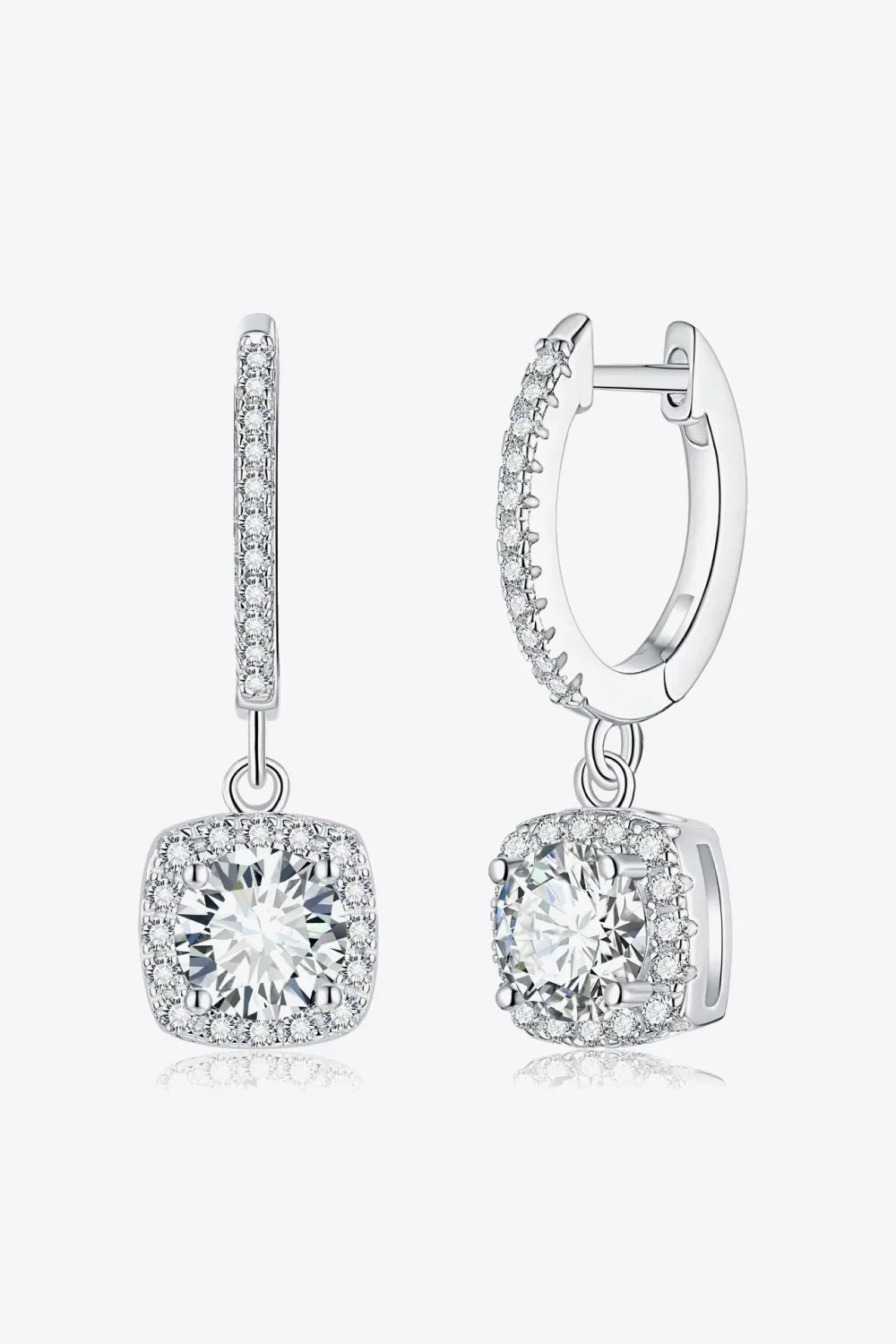 Moissanite Halo Huggie Earrings Sterling Silver - Southern Shores Clothing