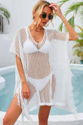 Angel Wings Fringe Trim Openwork Cover Up One Size - Southern Shores Clothing