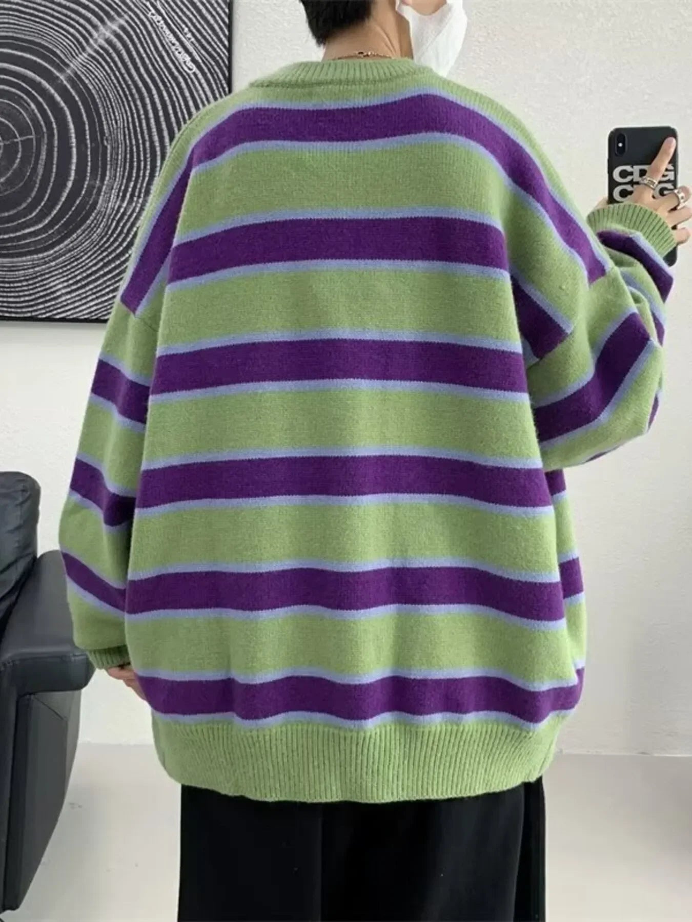 Striped V-Neck Oversized Cardigan Relaxed Fit - Southern Shores Clothing