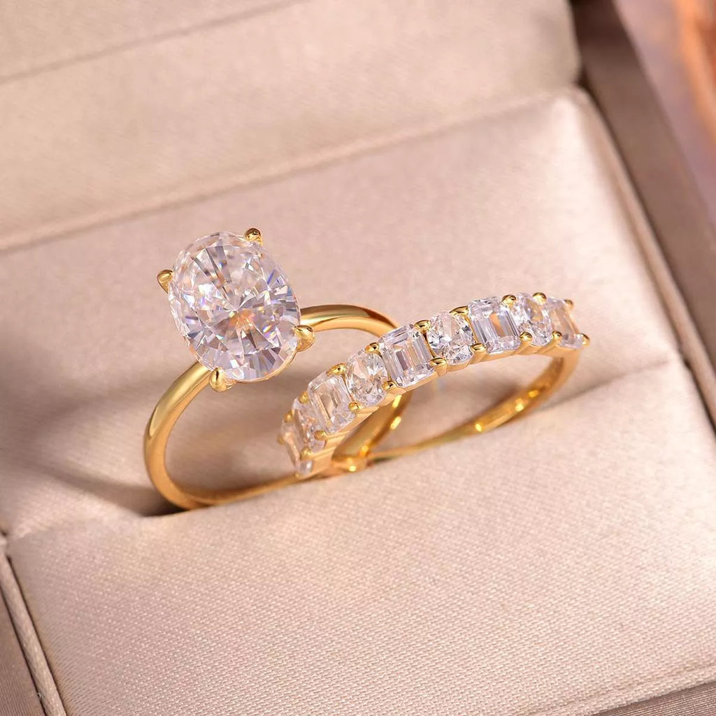 Southern Shores 4.5 Carat Moissanite Sterling Silver 2-Piece Ring