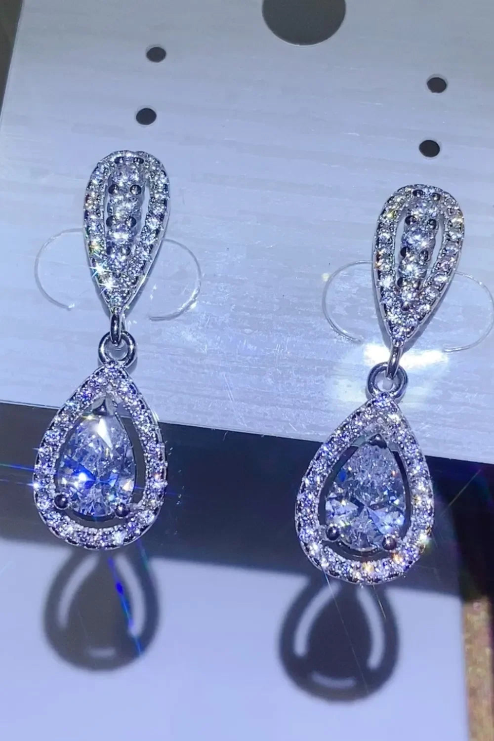 2 Carat Moissanite Teardrop Earrings Sterling Silver - Southern Shores Clothing
