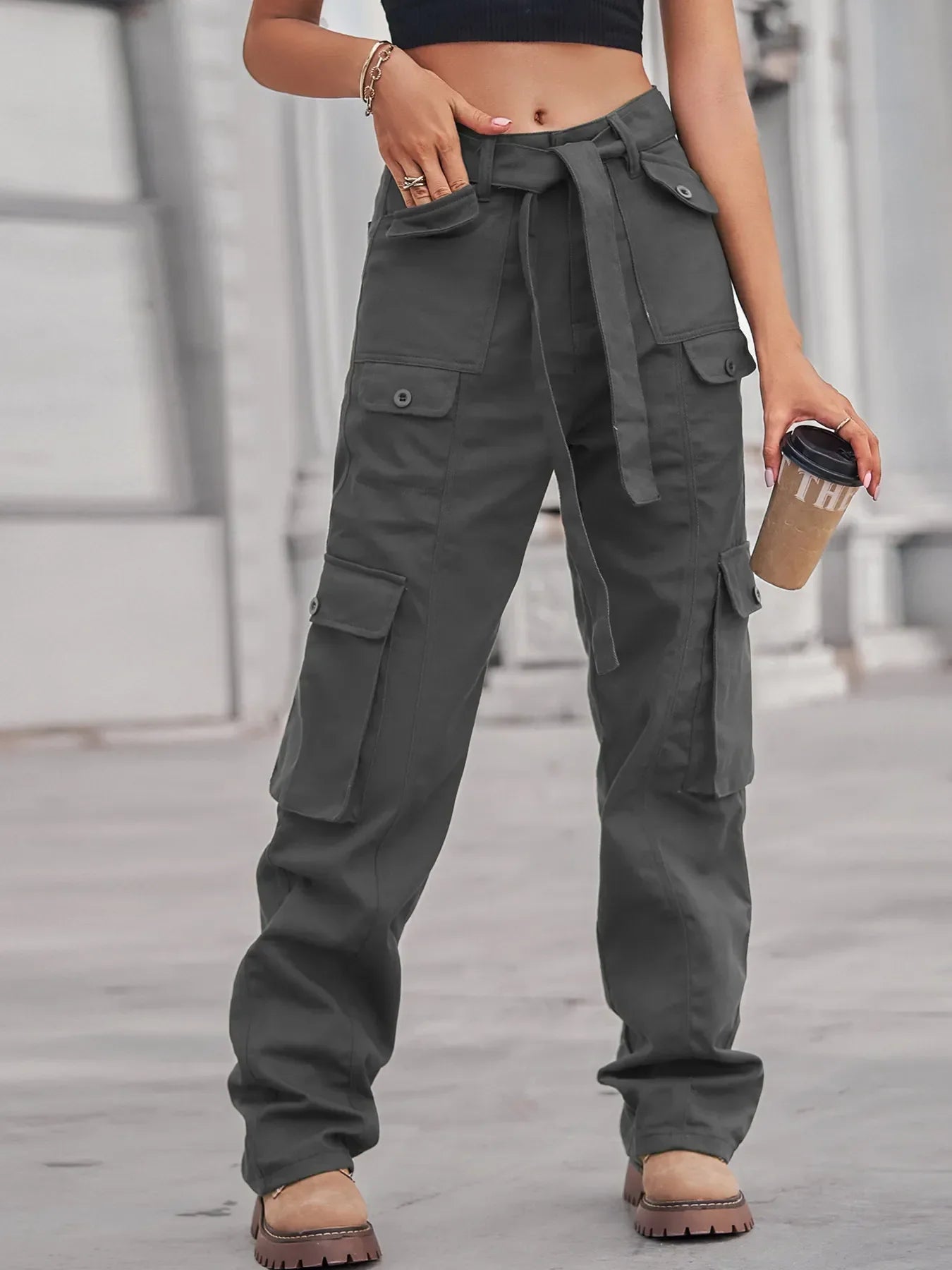 Charleston Inspired High-Waisted Multi-Pocket Cargo Jeans - Southern Shores Clothing