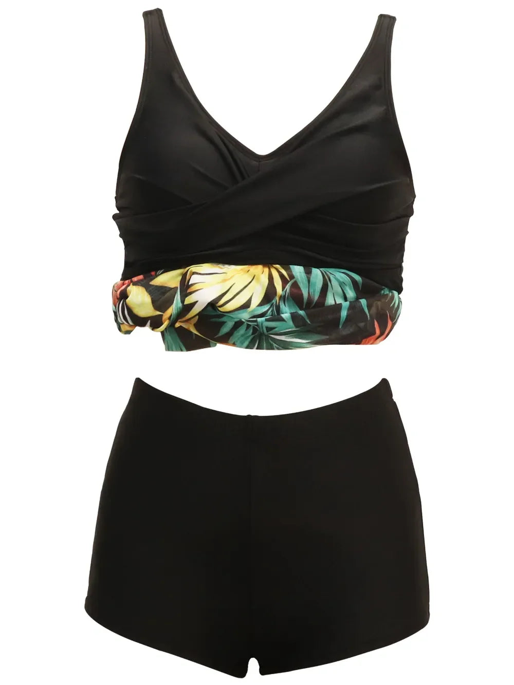 Two-Piece Swim Set With Wide Straps And Floral Print Pattern - Southern Shores Clothing