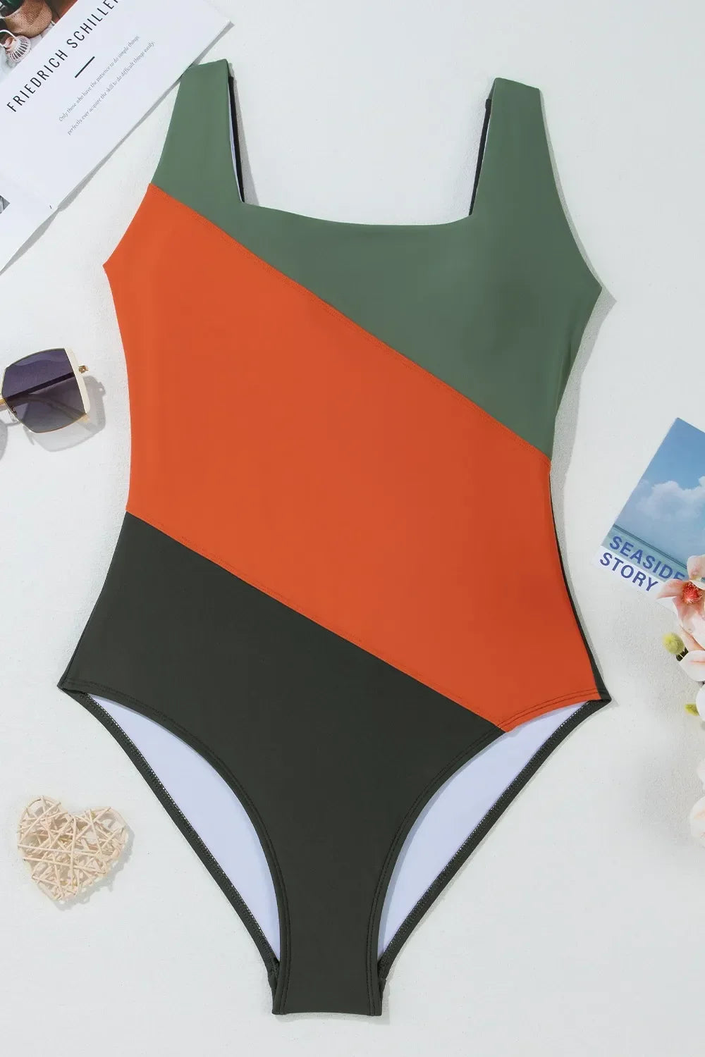 Removable Padding Square Neck One Piece Swimsuit - Southern Shores Clothing