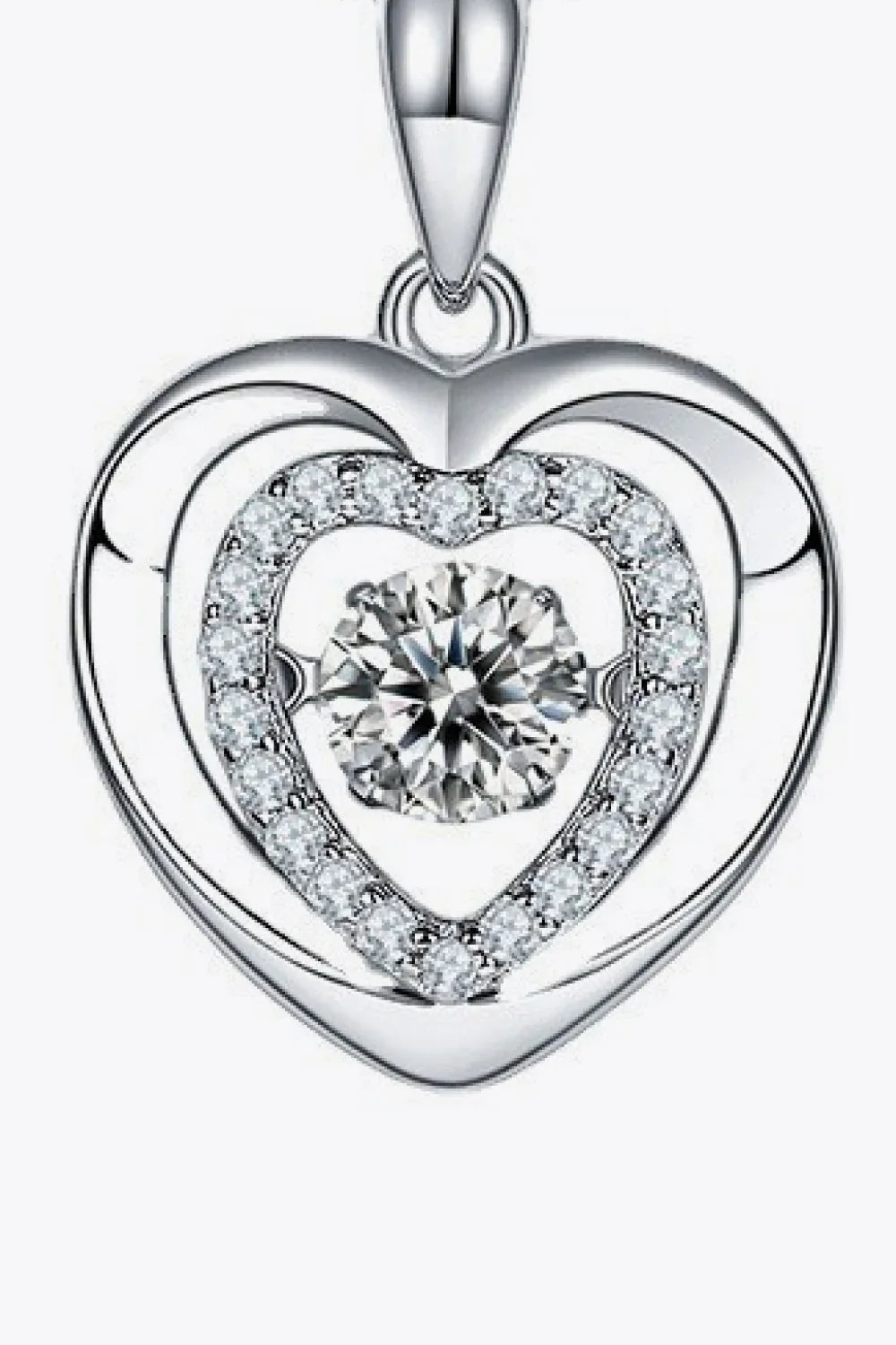 Moissanite Heart Pendant Necklace Sterling Silver - Southern Shores Clothing