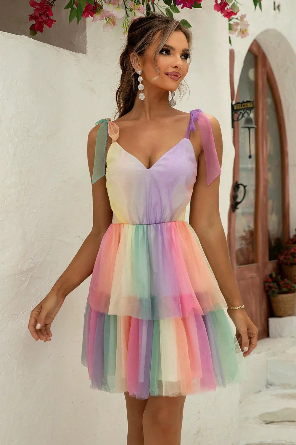 Gradient Tie-Shoulder Layered Dress - Southern Shores Clothing