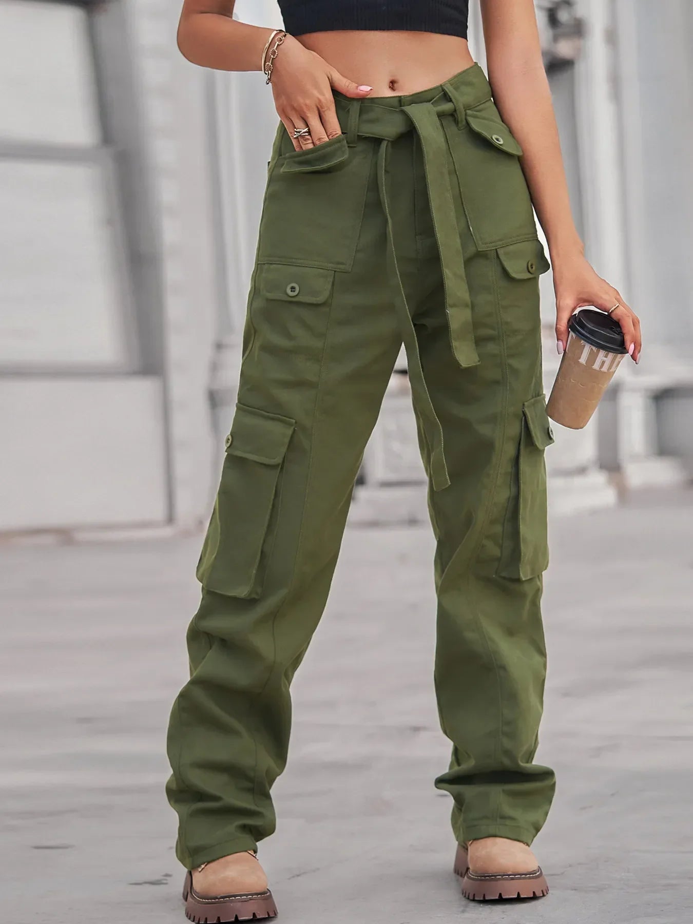Charleston Inspired High-Waisted Multi-Pocket Cargo Jeans - Southern Shores Clothing