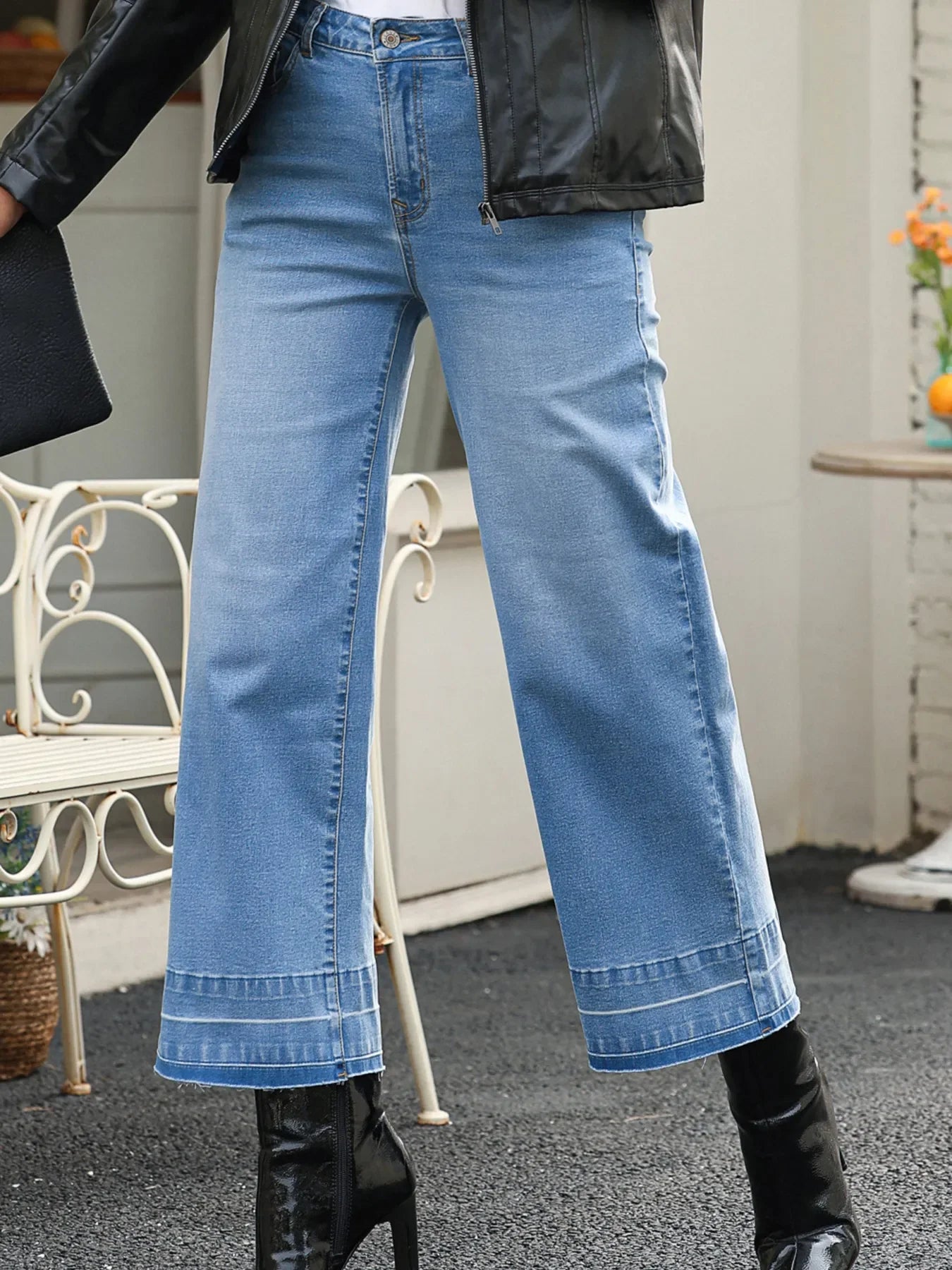 Beachside High Waist Wide Leg Washed Denim Jeans - Southern Shores Clothing