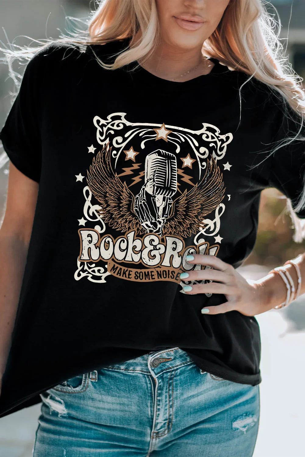 Chic Slogan Graphic Round Neck Short Sleeve Tee - Southern Shores Clothing