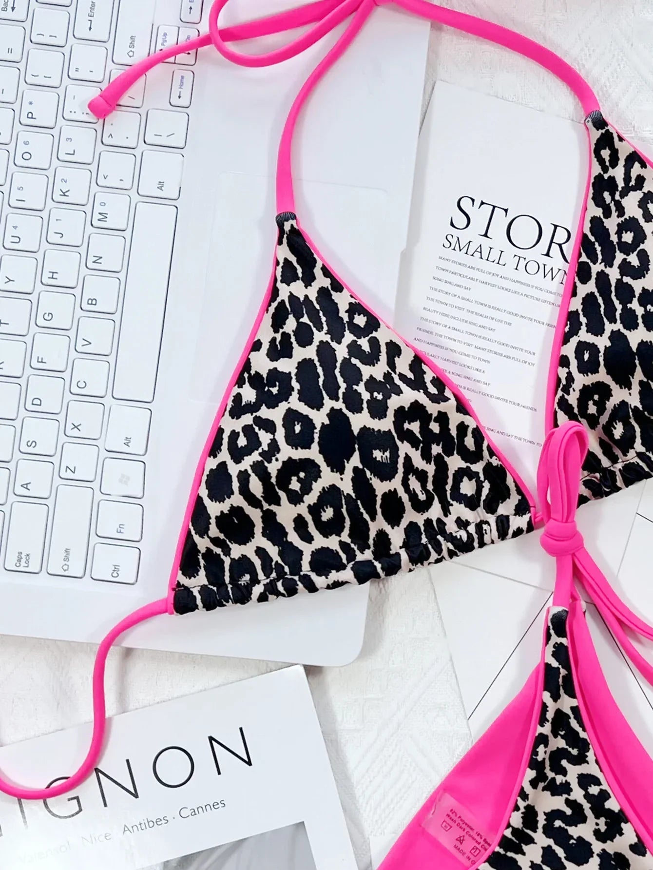 Leopard Print Halter Tie Side Bikini Stretchy - Southern Shores Clothing
