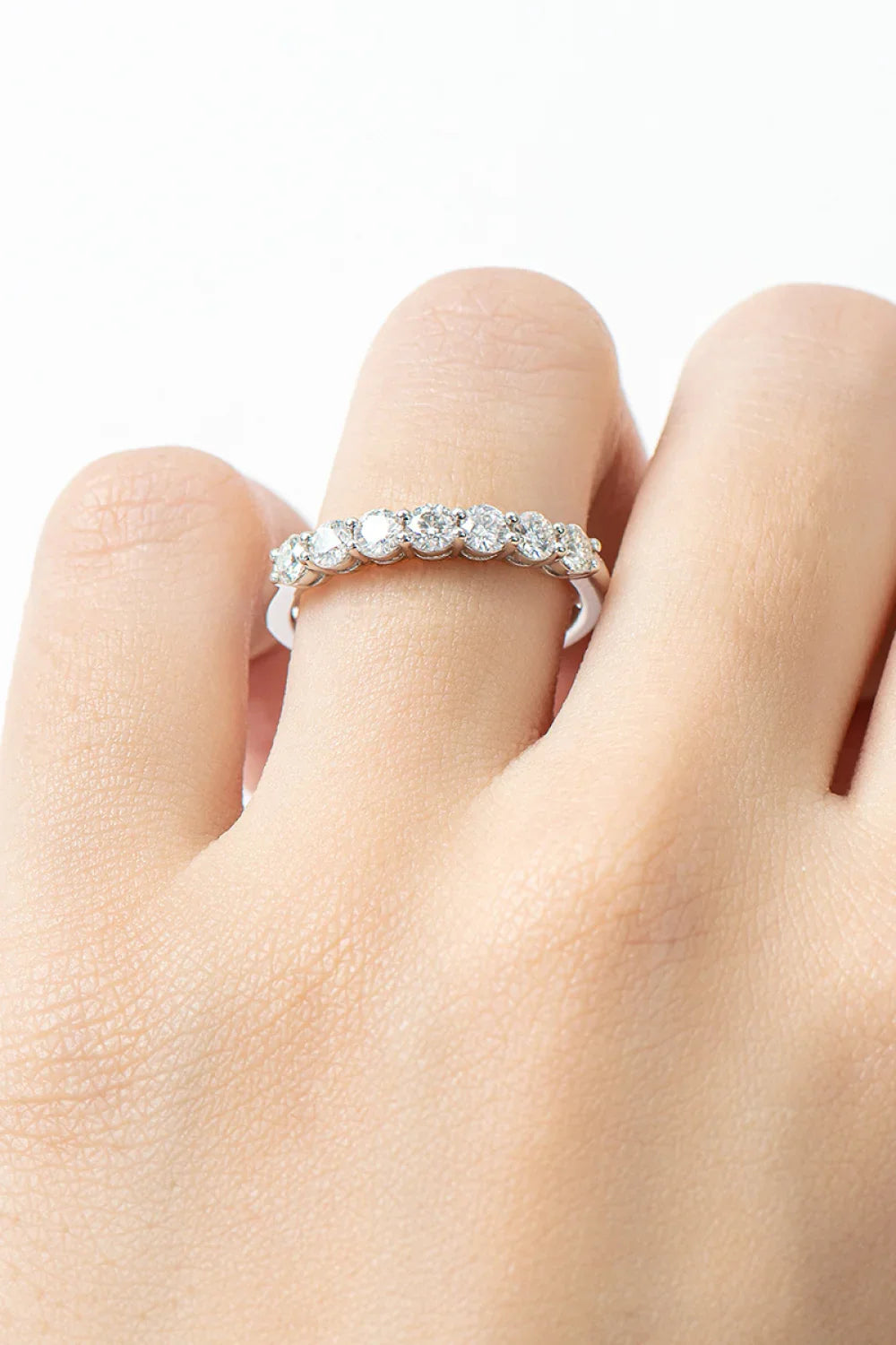 Moissanite Minimalist Ring, Platinum-Plated Silver - Southern Shores Clothing