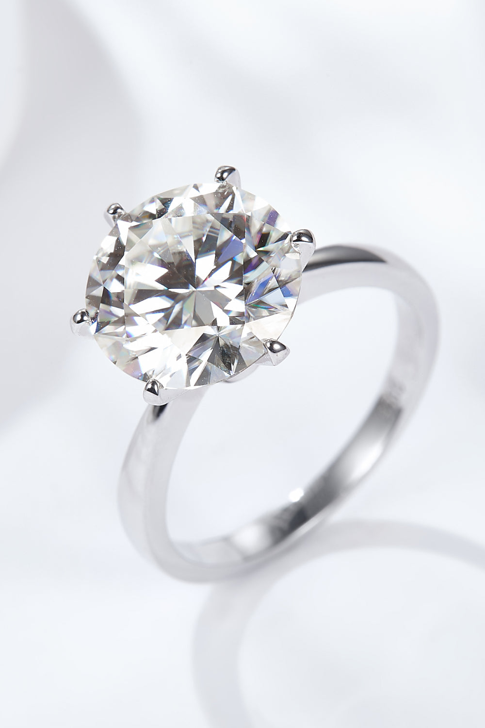 Southern Shores Platinum-Plated 5 Carat Moissanite Solitaire Ring
