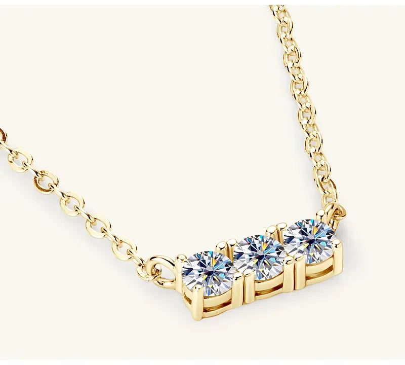 Moissanite Necklace In Sterling Silver With 18K Plating