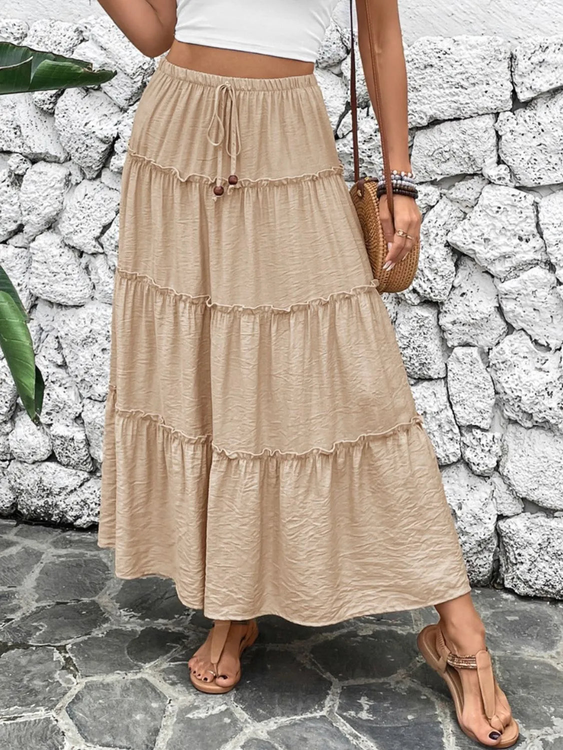 Coastal Women's Frill Tiered Skirt with Tied Details